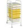 imageGiantex 6 Storage Drawer Cart Rolling Organizer Cart for Tools Scrapbook Paper Home Office School Multipurpose Mobile Utility Cart Beige ampamp YellowBeigeYellow