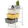 imageGiantex 6 Storage Drawer Cart Rolling Organizer Cart for Tools Scrapbook Paper Home Office School Multipurpose Mobile Utility Cart Beige ampamp YellowBeigeYellowGray