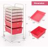 imageGiantex 6 Storage Drawer Cart Rolling Organizer Cart for Tools Scrapbook Paper Home Office School Multipurpose Mobile Utility Cart Beige ampamp YellowPink Gradient