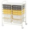 imageGiantex 6 Storage Drawer Cart Rolling Organizer Cart for Tools Scrapbook Paper Home Office School Multipurpose Mobile Utility Cart Beige ampamp YellowBeigeYellowGray