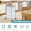 imageGiantex 6 Storage Drawer Cart Rolling Organizer Cart for Tools Scrapbook Paper Home Office School Multipurpose Mobile Utility Cart Beige ampamp YellowClear White