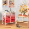 imageGiantex 6 Storage Drawer Cart Rolling Organizer Cart for Tools Scrapbook Paper Home Office School Multipurpose Mobile Utility Cart Beige ampamp YellowPink Gradient