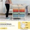 imageGiantex 6 Storage Drawer Cart Rolling Organizer Cart for Tools Scrapbook Paper Home Office School Multipurpose Mobile Utility Cart Beige ampamp YellowMacaron