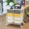 imageGiantex 6 Storage Drawer Cart Rolling Organizer Cart for Tools Scrapbook Paper Home Office School Multipurpose Mobile Utility Cart Beige ampamp YellowBeigeYellowGray