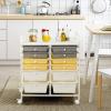 imageGiantex 6 Storage Drawer Cart Rolling Organizer Cart for Tools Scrapbook Paper Home Office School Multipurpose Mobile Utility Cart Beige ampamp YellowBeigeYellowGray
