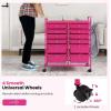 imageGiantex 6 Storage Drawer Cart Rolling Organizer Cart for Tools Scrapbook Paper Home Office School Multipurpose Mobile Utility Cart Beige ampamp YellowHot Pink