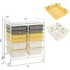 imageGiantex 6 Storage Drawer Cart Rolling Organizer Cart for Tools Scrapbook Paper Home Office School Multipurpose Mobile Utility Cart Beige ampamp YellowBeigeYellowGray