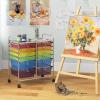 imageGiantex 6 Storage Drawer Cart Rolling Organizer Cart for Tools Scrapbook Paper Home Office School Multipurpose Mobile Utility Cart Beige ampamp YellowMulticolor