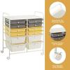 imageGiantex 6 Storage Drawer Cart Rolling Organizer Cart for Tools Scrapbook Paper Home Office School Multipurpose Mobile Utility Cart Beige ampamp YellowBeigeYellowGray