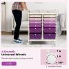 imageGiantex 6 Storage Drawer Cart Rolling Organizer Cart for Tools Scrapbook Paper Home Office School Multipurpose Mobile Utility Cart Beige ampamp YellowPurple Gradient