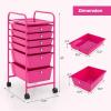 imageGiantex 6 Storage Drawer Cart Rolling Organizer Cart for Tools Scrapbook Paper Home Office School Multipurpose Mobile Utility Cart Beige ampamp YellowHot Pink