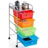 imageGiantex 6 Storage Drawer Cart Rolling Organizer Cart for Tools Scrapbook Paper Home Office School Multipurpose Mobile Utility Cart Beige ampamp YellowMulticolor