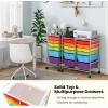 imageGiantex 6 Storage Drawer Cart Rolling Organizer Cart for Tools Scrapbook Paper Home Office School Multipurpose Mobile Utility Cart Beige ampamp YellowRedOrangeGreenTurquoisePurple