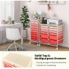 imageGiantex 6 Storage Drawer Cart Rolling Organizer Cart for Tools Scrapbook Paper Home Office School Multipurpose Mobile Utility Cart Beige ampamp YellowPink Gradient