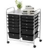 imageGiantex 6 Storage Drawer Cart Rolling Organizer Cart for Tools Scrapbook Paper Home Office School Multipurpose Mobile Utility Cart Beige ampamp YellowBlack