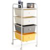 imageGiantex 6 Storage Drawer Cart Rolling Organizer Cart for Tools Scrapbook Paper Home Office School Multipurpose Mobile Utility Cart Beige ampamp YellowBeigeYellowGray