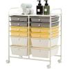 imageGiantex 6 Storage Drawer Cart Rolling Organizer Cart for Tools Scrapbook Paper Home Office School Multipurpose Mobile Utility Cart Beige ampamp YellowBeigeYellowGray