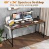 imageGiantex 60 Inch Computer Desk with Charging Station Home Office Writing Desk with Storage Bag ampamp Headphone Hook Large Gaming Table PC Workstation Modern Simple Laptop Desk for Bedroom StudyRustic Brown