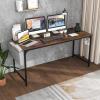 imageGiantex 60 Inch Computer Desk with Charging Station Home Office Writing Desk with Storage Bag ampamp Headphone Hook Large Gaming Table PC Workstation Modern Simple Laptop Desk for Bedroom StudyRustic Brown