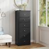 imageGiantex 6Drawer Dresser for Bedroom Wooden Chest of Drawers wMetal Handles ampamp Large Capacity 16quot D x 23quot W x 535quot H Clothes Organizer Modern Tall Dresser for Bedroom Entryway Living RoomBlack