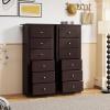 imageGiantex 6Drawer Dresser for Bedroom Wooden Chest of Drawers wMetal Handles ampamp Large Capacity 16quot D x 23quot W x 535quot H Clothes Organizer Modern Tall Dresser for Bedroom Entryway Living RoomBrown