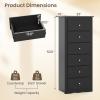 imageGiantex 6Drawer Dresser for Bedroom Wooden Chest of Drawers wMetal Handles ampamp Large Capacity 16quot D x 23quot W x 535quot H Clothes Organizer Modern Tall Dresser for Bedroom Entryway Living RoomBlack