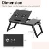 imageGiantex Bamboo Laptop Desk for Bed Adjustable Serving Tray Breakfast Table with Tilting Desktop Folding Lap Tray with Removable Stopper Cooling Holes ampamp Small Side Drawer BlackBlack