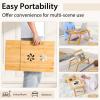 imageGiantex Bamboo Laptop Desk for Bed Adjustable Serving Tray Breakfast Table with Tilting Desktop Folding Lap Tray with Removable Stopper Cooling Holes ampamp Small Side Drawer BlackNatural
