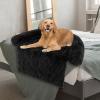 imageGiantex Calming Dog Bed  Fluffy Plush Pet Bed for Couch Removable Washable Cover Soft Neck Bolster Dog Sofa Bed Furniture Protector Mats for Dogs Cats Dark Gray Large  47 x 45 x 7