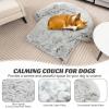 imageGiantex Calming Dog Bed  Fluffy Plush Pet Bed for Couch Removable Washable Cover Soft Neck Bolster Dog Sofa Bed Furniture Protector Mats for Dogs Cats Light Gray Small  40 x 35 x 65