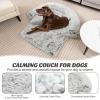 imageGiantex Calming Dog Bed  Fluffy Plush Pet Bed for Couch Removable Washable Cover Soft Neck Bolster Dog Sofa Bed Furniture Protector Mats for Dogs Cats Light Gray Large  47 x 45 x 7