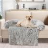 imageGiantex Calming Dog Bed  Fluffy Plush Pet Bed for Couch Removable Washable Cover Soft Neck Bolster Dog Sofa Bed Furniture Protector Mats for Dogs Cats Light Gray Large  47 x 45 x 7
