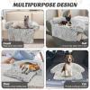 imageGiantex Calming Dog Bed  Fluffy Plush Pet Bed for Couch Removable Washable Cover Soft Neck Bolster Dog Sofa Bed Furniture Protector Mats for Dogs Cats Light Gray Medium  44 x 40 x 7