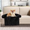 imageGiantex Calming Dog Bed  Fluffy Plush Pet Bed for Couch Removable Washable Cover Soft Neck Bolster Dog Sofa Bed Furniture Protector Mats for Dogs Cats Dark Gray Small  40 x 35 x 65