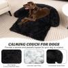 imageGiantex Calming Dog Bed  Fluffy Plush Pet Bed for Couch Removable Washable Cover Soft Neck Bolster Dog Sofa Bed Furniture Protector Mats for Dogs Cats Dark Gray Large  47 x 45 x 7