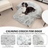 imageGiantex Calming Dog Bed  Fluffy Plush Pet Bed for Couch Removable Washable Cover Soft Neck Bolster Dog Sofa Bed Furniture Protector Mats for Dogs Cats Light Gray Medium  44 x 40 x 7