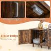 imageGiantex Cat Litter Box Enclosure  Cat Washroom Hidden Furniture 2 Storage Cabinets Removable Cat Scratcher Air Vents Detachable Legs Wood Pet Crate Indoor Cat House TV Stand Rustic BrownRustic Brown