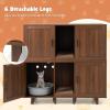 imageGiantex Cat Litter Box Enclosure  Cat Washroom Hidden Furniture 2 Storage Cabinets Removable Cat Scratcher Air Vents Detachable Legs Wood Pet Crate Indoor Cat House TV Stand Rustic BrownWalnut