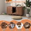 imageGiantex Cat Litter Box Enclosure  Cat Washroom Hidden Furniture 2 Storage Cabinets Removable Cat Scratcher Air Vents Detachable Legs Wood Pet Crate Indoor Cat House TV Stand Rustic BrownWalnut