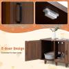 imageGiantex Cat Litter Box Enclosure  Cat Washroom Hidden Furniture 2 Storage Cabinets Removable Cat Scratcher Air Vents Detachable Legs Wood Pet Crate Indoor Cat House TV Stand Rustic BrownWalnut