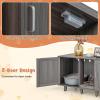 imageGiantex Cat Litter Box Enclosure  Cat Washroom Hidden Furniture 2 Storage Cabinets Removable Cat Scratcher Air Vents Detachable Legs Wood Pet Crate Indoor Cat House TV Stand Rustic BrownGray