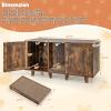 imageGiantex Cat Litter Box Enclosure  Cat Washroom Hidden Furniture 2 Storage Cabinets Removable Cat Scratcher Air Vents Detachable Legs Wood Pet Crate Indoor Cat House TV Stand Rustic BrownRustic Brown