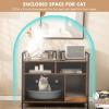 imageGiantex Cat Litter Box Enclosure  Cat Washroom Hidden Furniture with Front Entry Scratcher 2Door Storage Cabinet 2 Compartments Air Vents Metal Frame Wooden Pet Crate House Rustic BrownRustic Brown