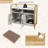 imageGiantex Cat Litter Box Enclosure  Cat Washroom Hidden Furniture with Front Entry Scratcher 2Door Storage Cabinet 2 Compartments Air Vents Metal Frame Wooden Pet Crate House Rustic BrownMarble White