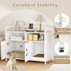 imageGiantex Cat Litter Box Enclosure  Cat Washroom Hidden Furniture with Front Entry Scratcher 2Door Storage Cabinet 2 Compartments Air Vents Metal Frame Wooden Pet Crate House Rustic BrownWhite