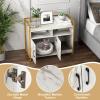 imageGiantex Cat Litter Box Enclosure  Cat Washroom Hidden Furniture with Front Entry Scratcher 2Door Storage Cabinet 2 Compartments Air Vents Metal Frame Wooden Pet Crate House Rustic BrownMarble White