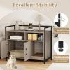 imageGiantex Cat Litter Box Enclosure  Cat Washroom Hidden Furniture with Front Entry Scratcher 2Door Storage Cabinet 2 Compartments Air Vents Metal Frame Wooden Pet Crate House Rustic BrownOak Gray