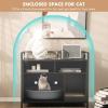 imageGiantex Cat Litter Box Enclosure  Cat Washroom Hidden Furniture with Front Entry Scratcher 2Door Storage Cabinet 2 Compartments Air Vents Metal Frame Wooden Pet Crate House Rustic BrownBlack