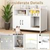 imageGiantex Cat Litter Box Enclosure  Cat Washroom Hidden Furniture with Front Entry Scratcher 2Door Storage Cabinet 2 Compartments Air Vents Metal Frame Wooden Pet Crate House Rustic BrownWhite