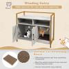 imageGiantex Cat Litter Box Enclosure  Cat Washroom Hidden Furniture with Front Entry Scratcher 2Door Storage Cabinet 2 Compartments Air Vents Metal Frame Wooden Pet Crate House Rustic BrownMarble White